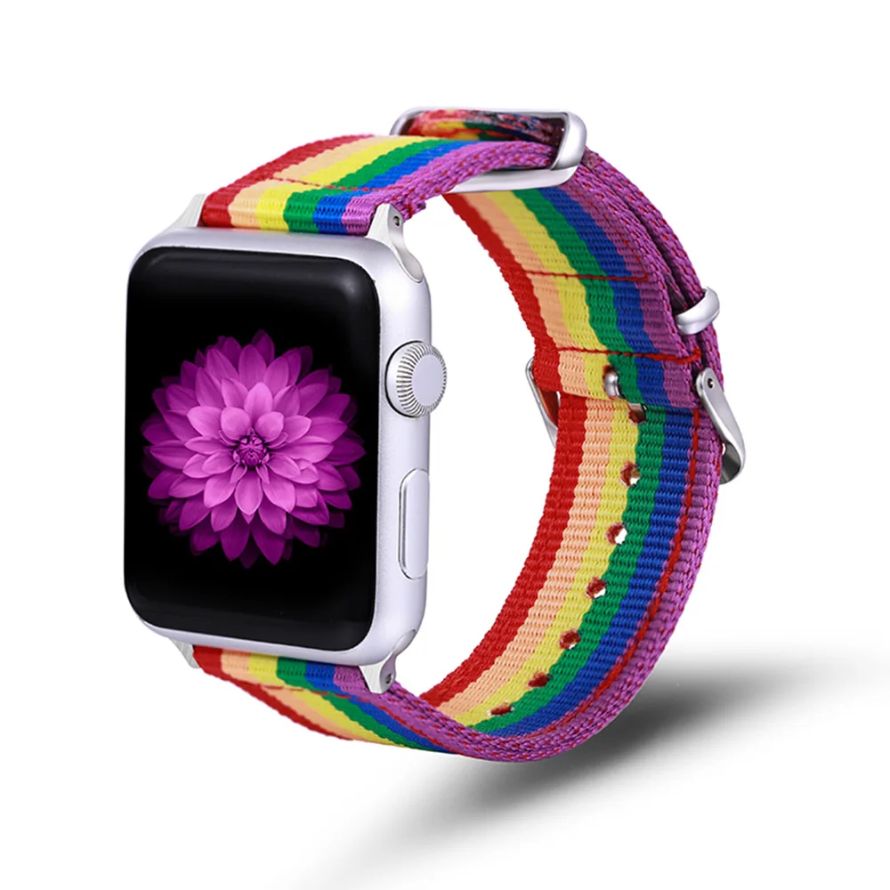 애플 워치 레인보우 스트랩 밴드, LGBT 그룹 직조 나일론 손목 밴드, iWatch 시리즈 울트라 1, 2, 38, 40, 41mm, 42, 44, 45, 49mm