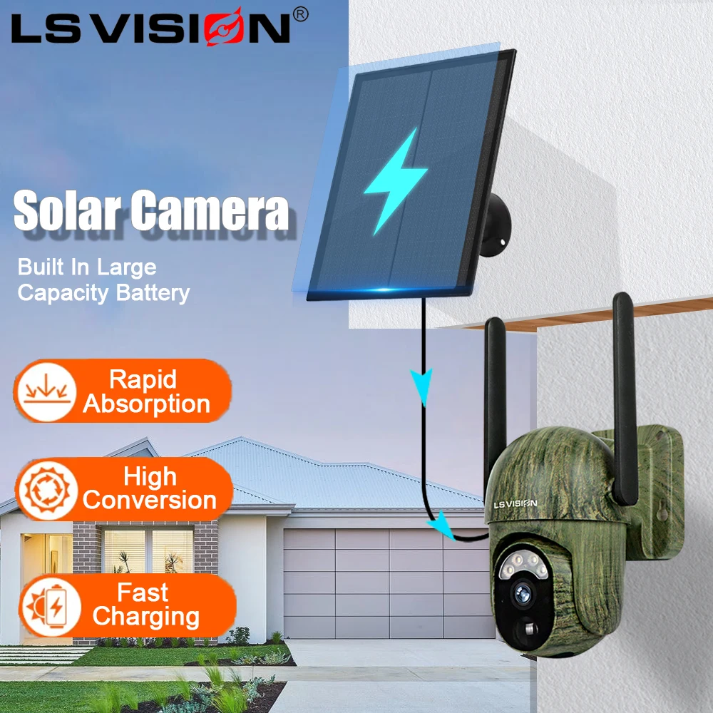 LS VISION 4MP Camouflage Solar Surveillance Camera Hunting Monitor Night Vision