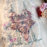 EchoNight Sous-vêtements transparents floraux Voir à travers les tenues de lingerie féerique 5
