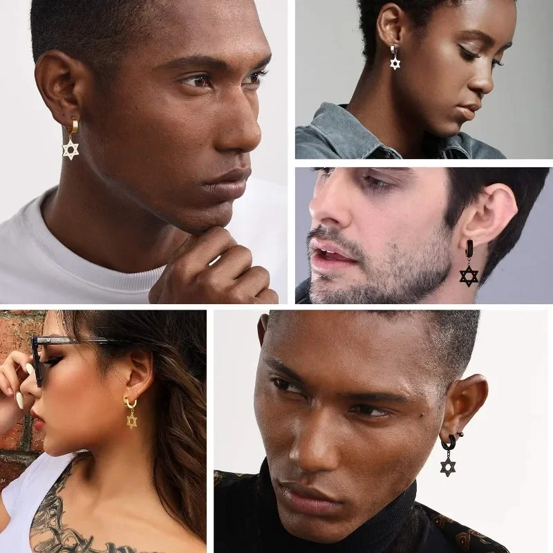 Star of David Earrings for Men Women Stainless Steel Hypoallergenic for Sensitive Ears