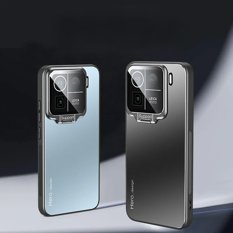 Matte Shockproof Kickstand Case with Metal Lens Camera Holder