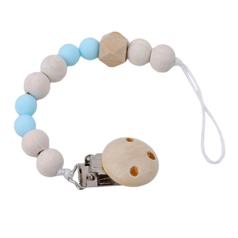 Baby Infant Toddler Dummy Pacifier Safety Wooden Plastic Soother Nipple Clip Chain Holder Strap Baby Chew Teether Teething pacifier chain