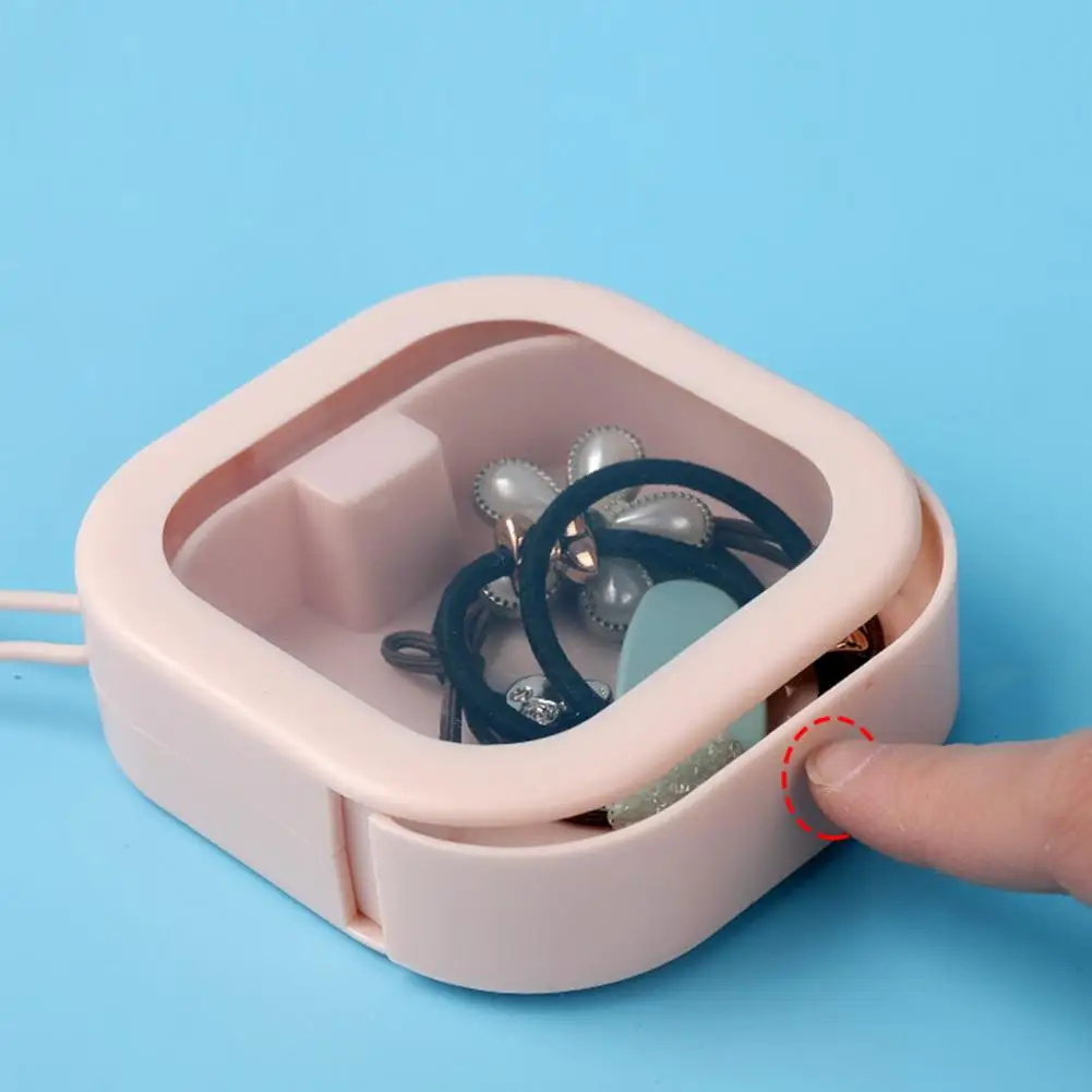 

Portable Jewelry Case Portable Hanging Rope Jewelry Box with Transparent Window for Travel Hair Tie Organizer Kids Hair