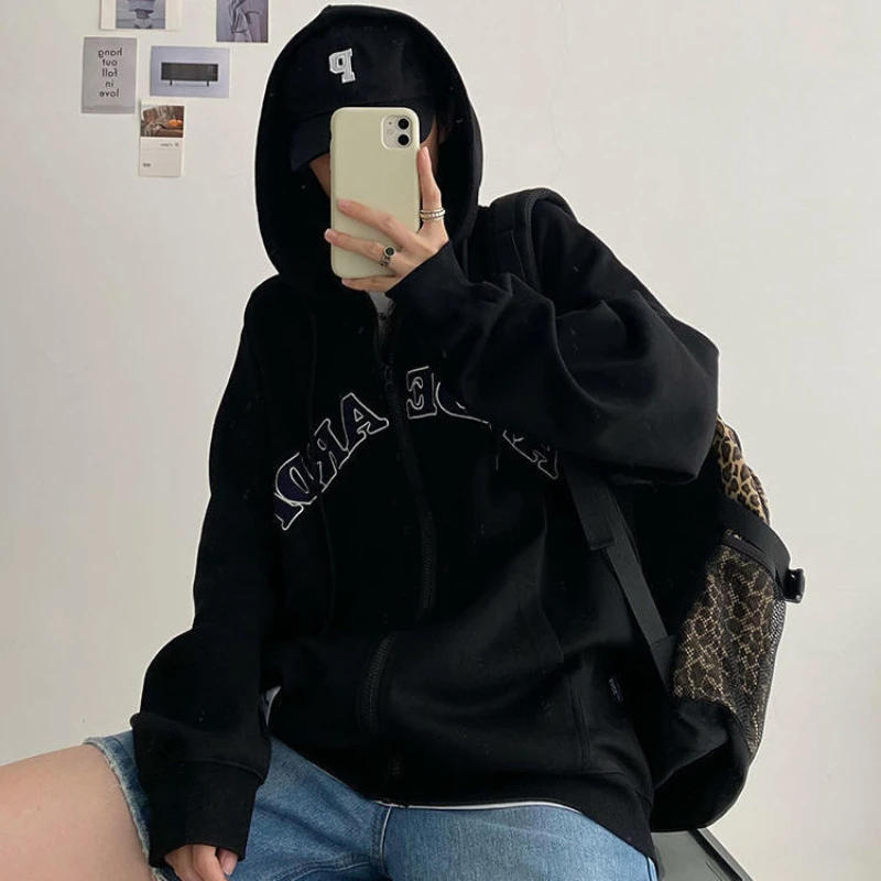 

Spring Autumn Hoodie New Women Fashion Ins Versatile Loose Sweater Coat Thin Jacket Loose Long Sleeve Hoodie