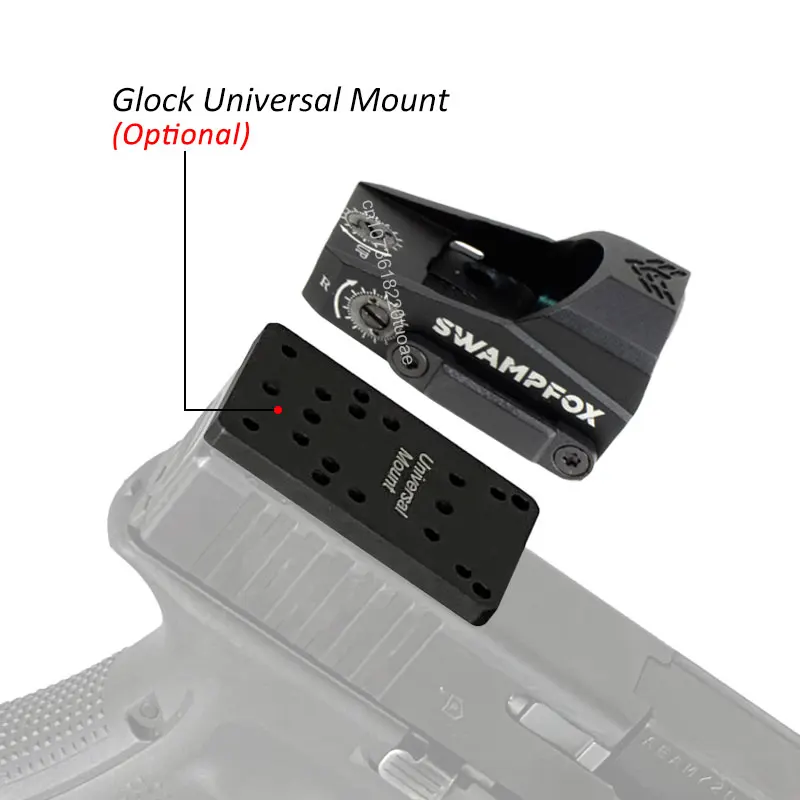Tactical Swampfox KINGSLAYER 1x22 Reflex Red Dot Sight 3 MOA Hunting Pistol Handgun RMR Footprint Dot Sight Glock Mount Plate