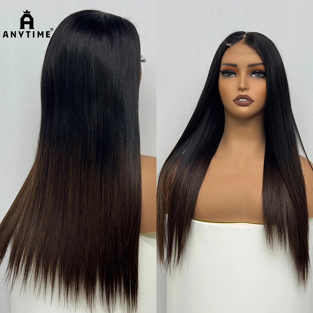 Vietnamese Hair 300% Density Double Drawn Straight Human Hair Wig 2x6 Real HD Lace Closure Frontal Human Wigs Ombre Color Wig