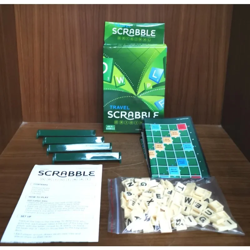 2-4 People English Spelling Solitaire Box Alphabet Chess Educational Toys Travel English Alphabet Scrabble Puzzle Board Game 5
