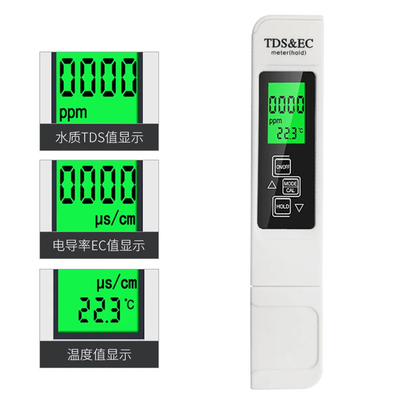 3 in 1 Digital PH /TDS/ EC Meter Tester Thermometer Pen Water Purity PPM Filter Hydroponic for Aquarium Pool Water Monitor Tools water tester,ph meter,water quality detector