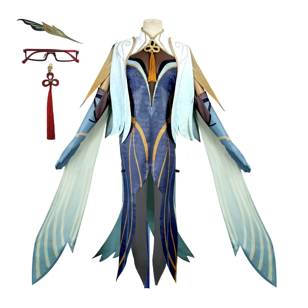 

Game Genshin Impact Cloud Retainer Cosplay Dress Costume Top Pants Dress Adult Halloween Carnival Party Disguise Roleplay Suit