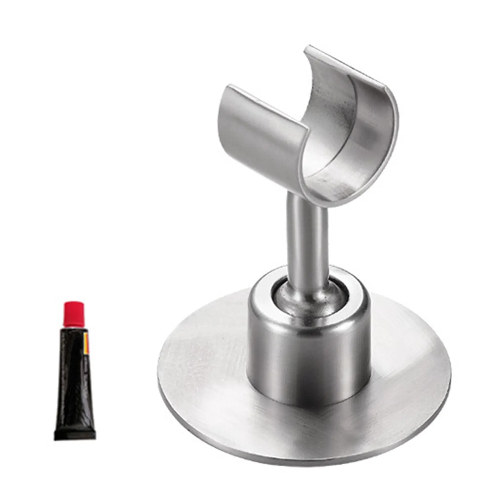 

Heavy Duty Wall Mount Drill Free Shower Head Holder Adhesive Stainless Steel Easy Install Durable Silver 360 Degree Rotation