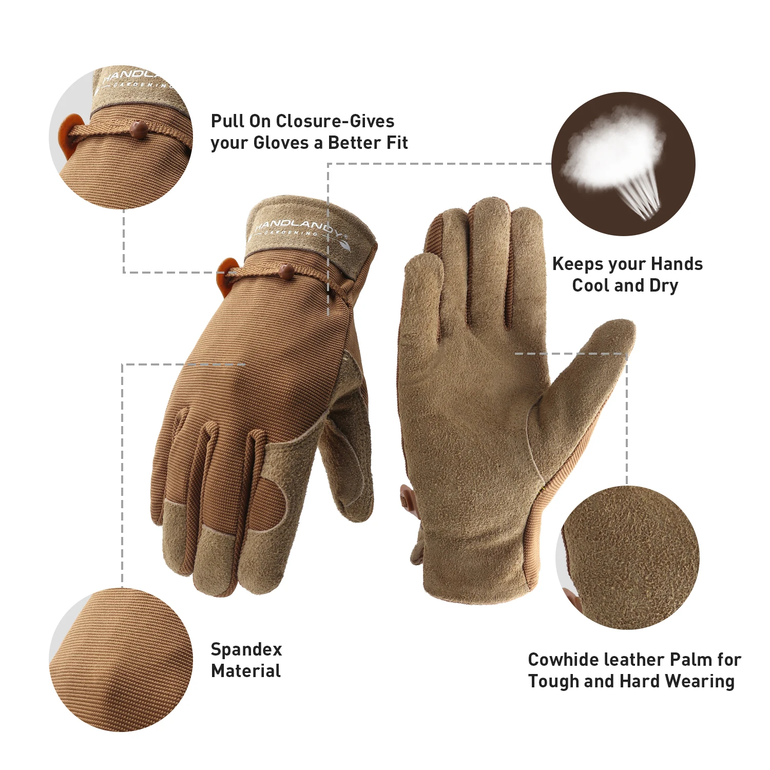 HANDLANDY Gardening Gloves for Women Flexible & Durable Breathable Utility Work Gloves Heavy Duty Leather Garden Yard Glove work gloves gardening gloves