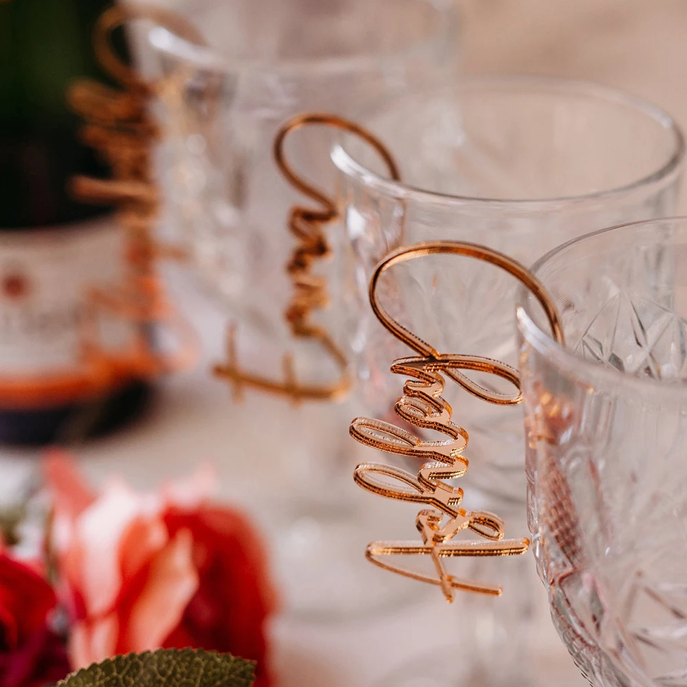 Personalized Wedding Drink Name Tags Wine Glass Charms Party Glass Toppers Cocktail Names Wedding Gift Place