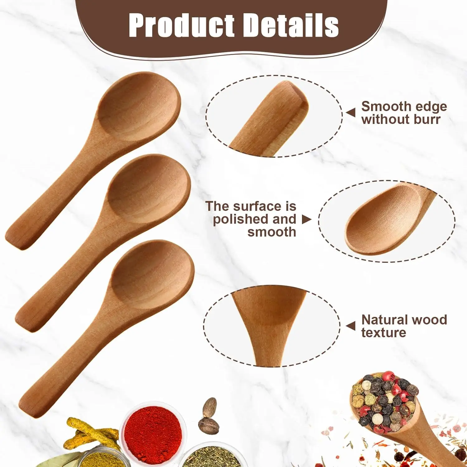 50-300PCS Small Wooden Spoons 3.5''L Mini Wood Spoons Nature Tiny Little Teaspoons for Honey Jars Creamer Party Favors