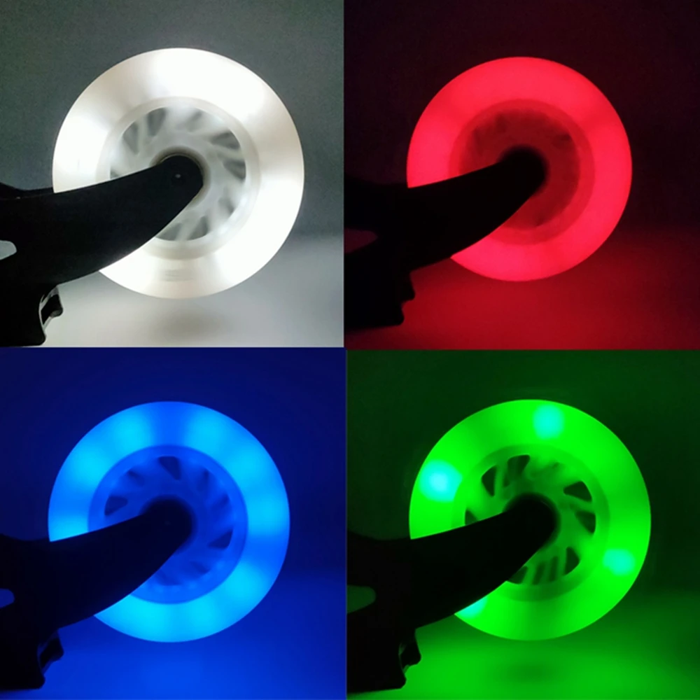 4pcs LED Flash Wheel 60/62/64/68/70/72/76//80mm Inline Skates 90/100/110/125mm Speed Skates Rock Fancy Roller Skates PU Tyres 5