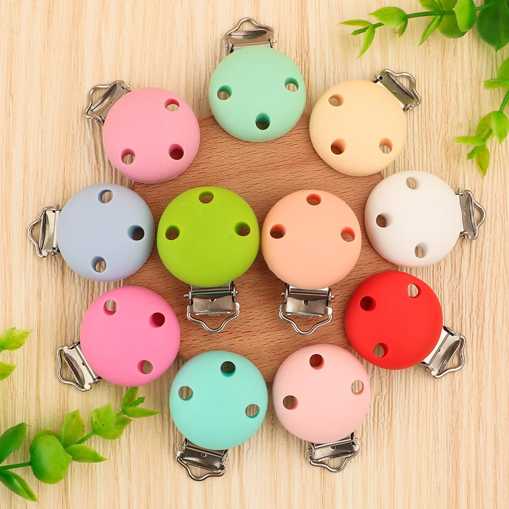 Pacifier Chain Pacifier Clip Pacifier Accessories Teether Clip Kovict 3/5pcs 30mm/35mm Baby Silicone Clips Round Shape Pacifer Clips DIY For Jewelry Making Bulk Crafts