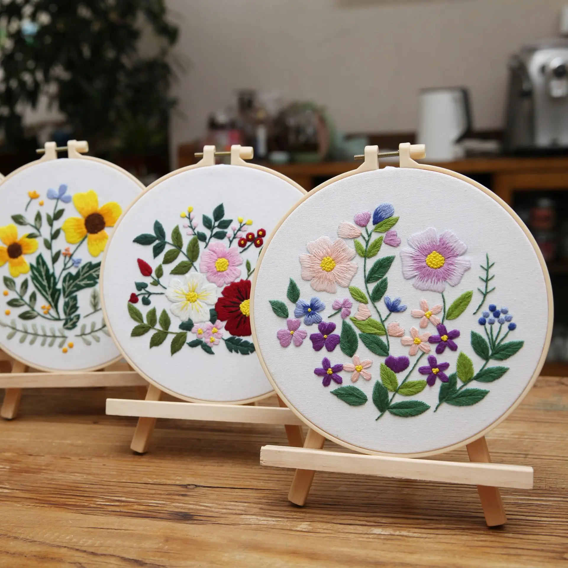 Flower Embroidery Starter Kit DIY Cross Stitch Set for Beginner Plant  Printed Sewing Art Craft Painting Home Decor Santa Gift - AliExpress