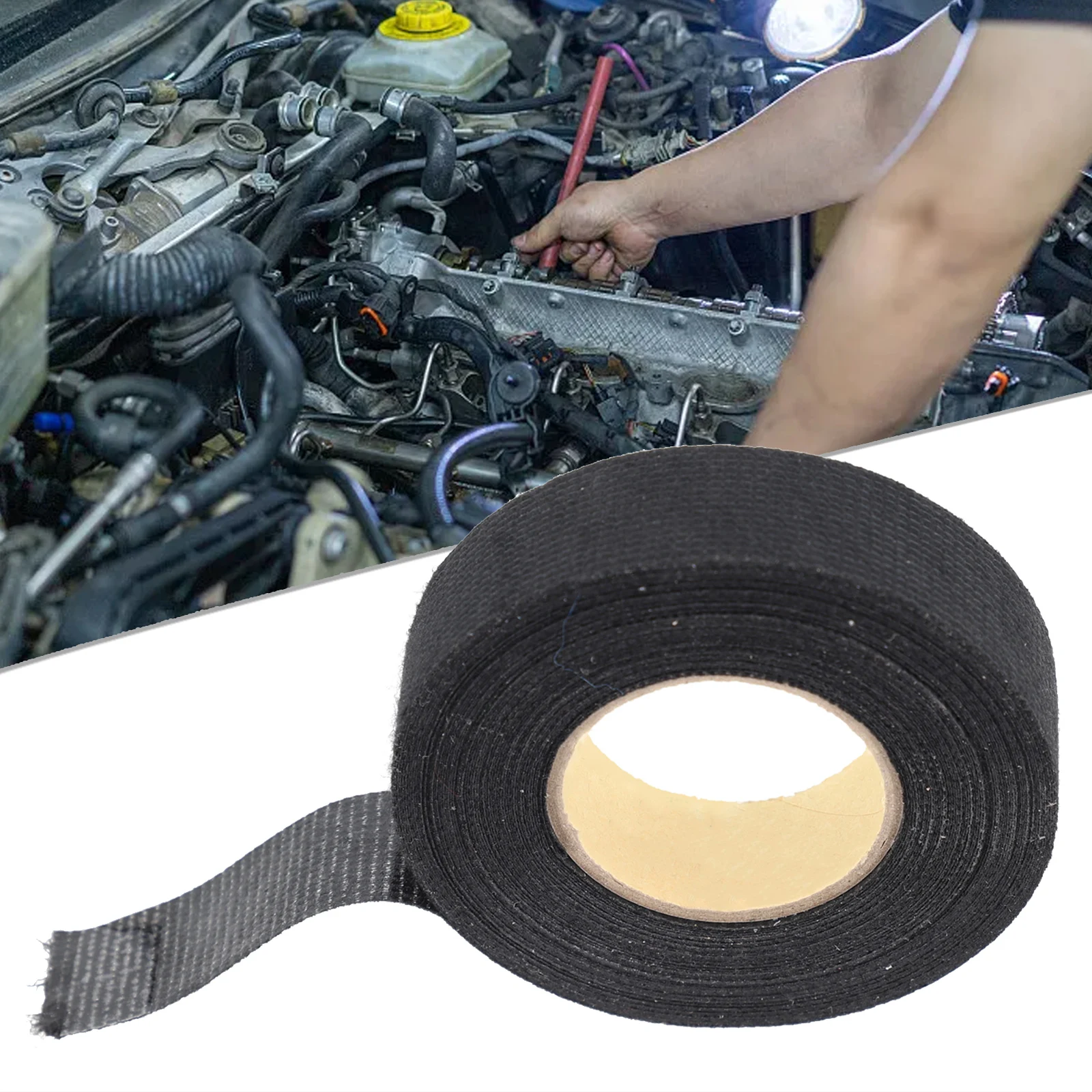 

1x 15M Heat-resistant Flame Retardant Flannel Tape Car Cable Harness Wiring Protection -40℃ To 150℃ Waterproof, Anti-aging Parts
