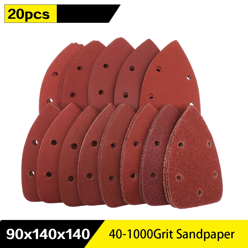 30-Pack 1000 Grit Mouse Sander Sandpaper - 6 Hole Hook & Loop Pads (140x98mm) For Detail Sanders