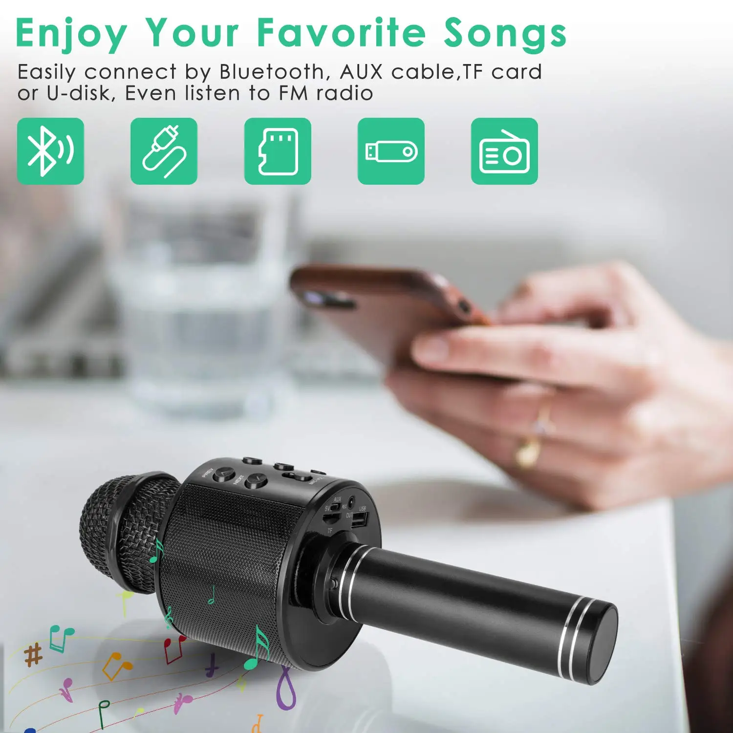 Wireless handheld karaoke microphone, speaker micr...