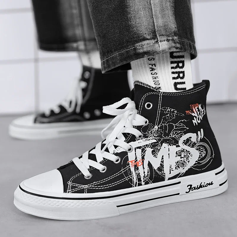 Men Shoes Vulcanize Canvas Shoes High Top Sneakers Casual Breathable Platform Shoes Man Trainers Tenis Masculino Chunky Sneakers - 5