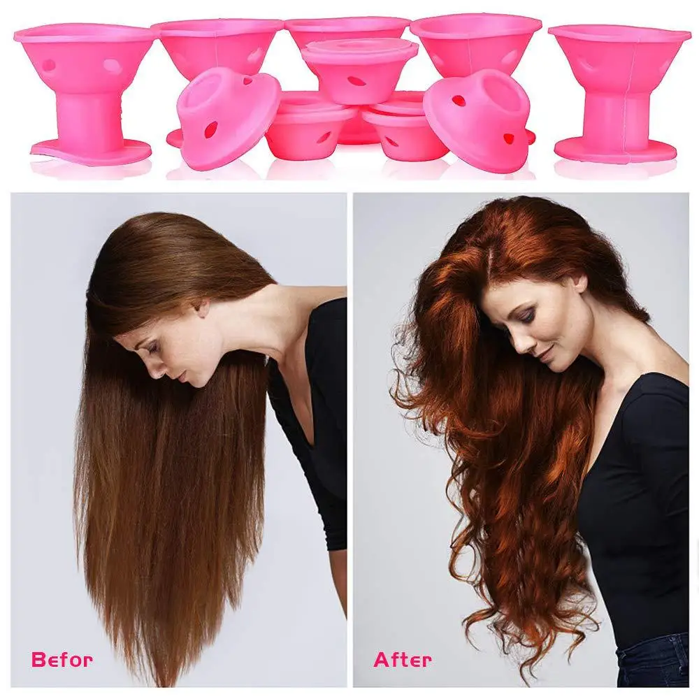10Pcs Soft Rubber Silicone Heatless Twist Hair Rollers Clips No Heat Hair Curls DIY Styling Tools for Girl hair styling tool hair curling tools