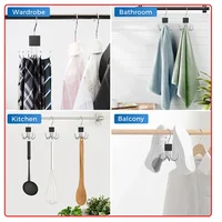 360° Rotating Storage Hanger Hook Multi-Claw Bag Metal Belts Rack Wooden Organizer For Bras Ties Scarves Household Closet Acces 2