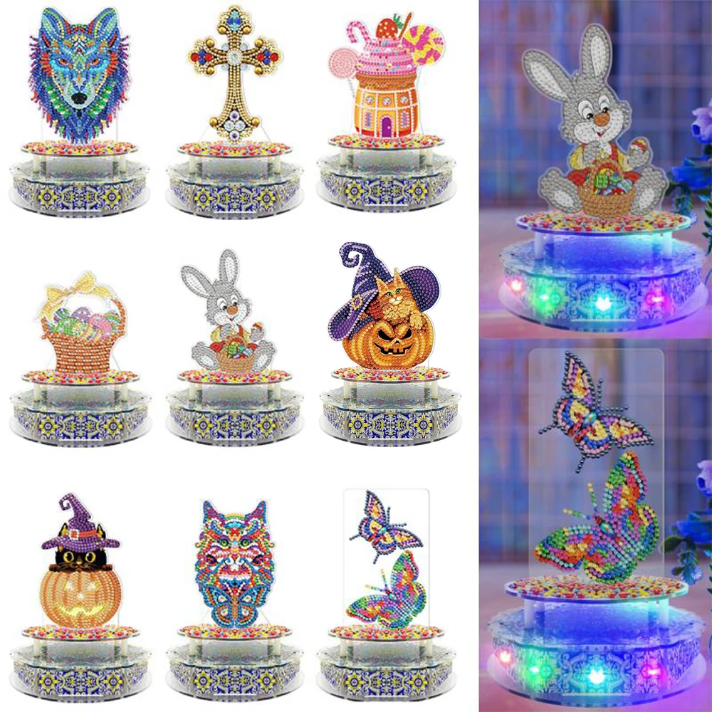 New Diamond Music Box Easter Bunny Pumpkin DIY Diamond Embroidery Handmade Art Desktop Decoration Cake Music Box Birthday Gift