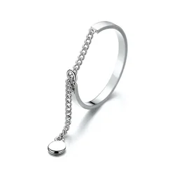Silver Minimalist Tassel Bead Ring with Adjustable Round Opening - Resizable (RT622S)