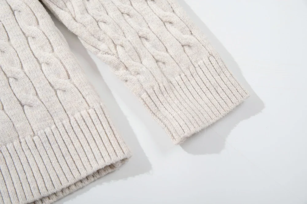 Retro Stand Collar Half Zipper Sweater Mens Solid Color Autumn Winter Casual Knitted Long Sleeve Loose Pullover Man