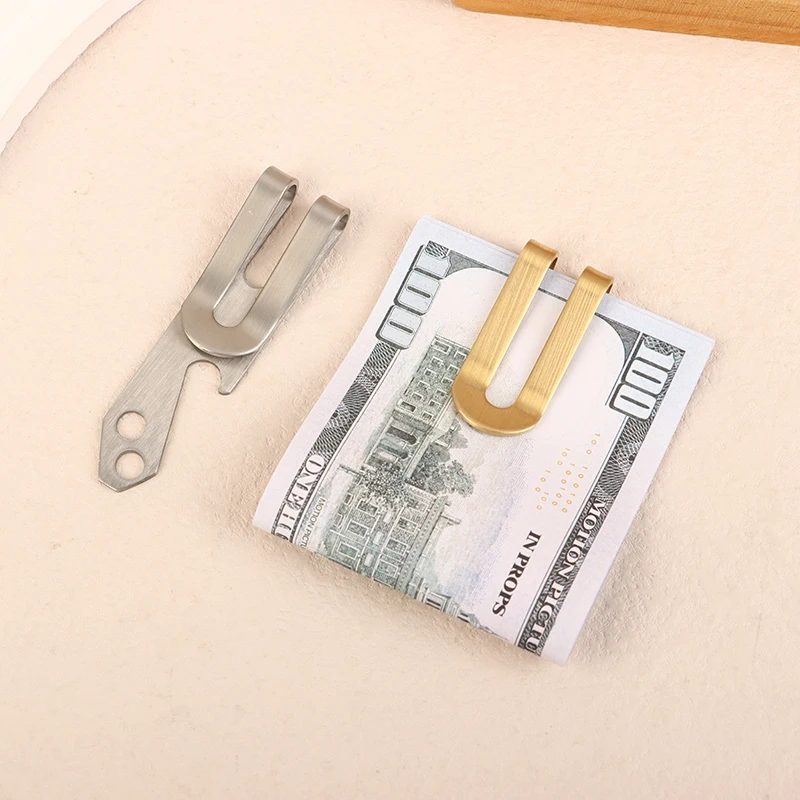 Multifunctional Stainless Steel Money Clip Mini Bottle Opener Metal Geometric Cash Holder ID Credit Card Folder For Men Women