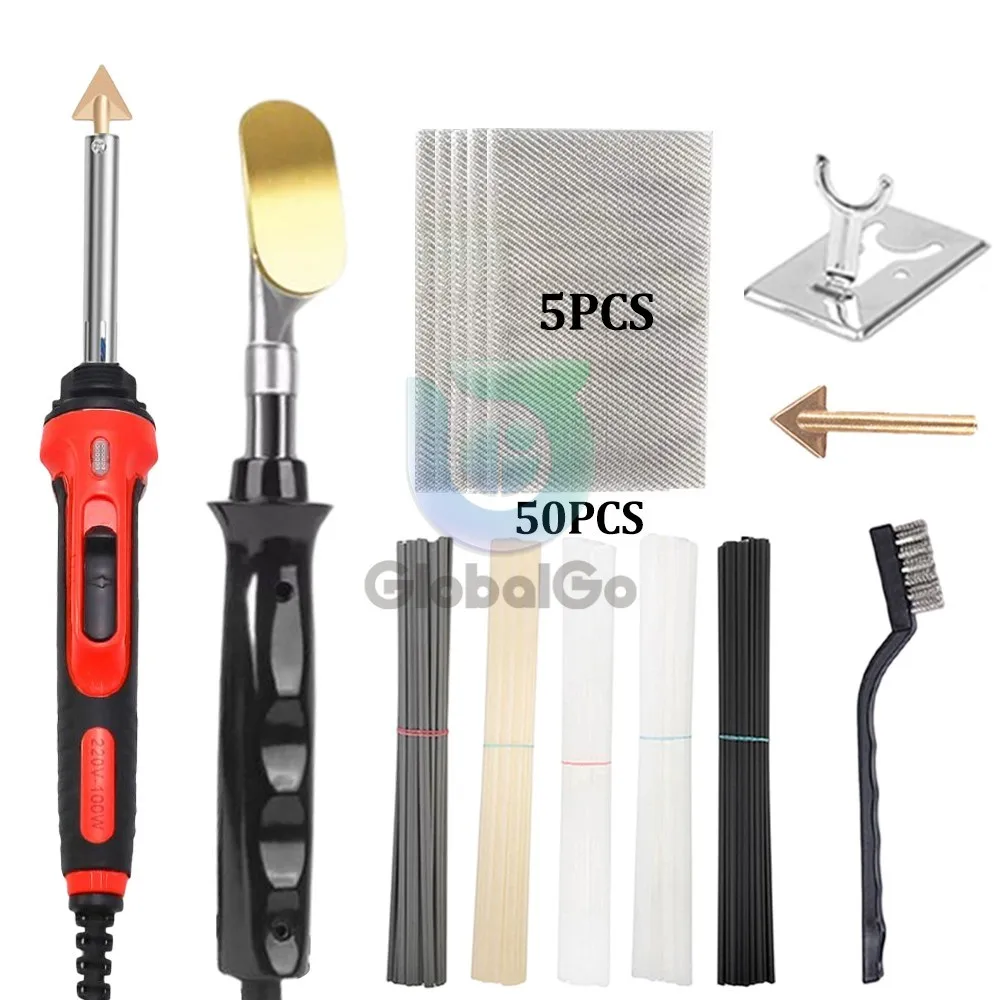 

50/100W Car Bumper Repair Soldering Iron Leather Ironing Plastic Smoothing Tool with Welding Rod Car Plastic Soldering Iron Kit