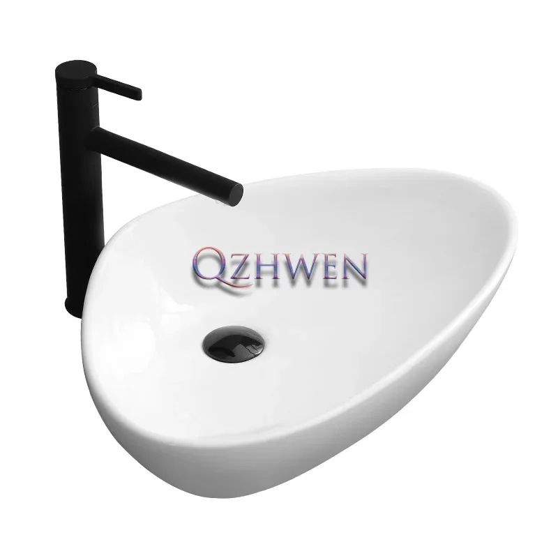 Triangle Bathroom Sink Modern Minimalist Home Toilet Ceramic Washbasin Hotel Washroom Countertop Art Basin 59X39X14cm