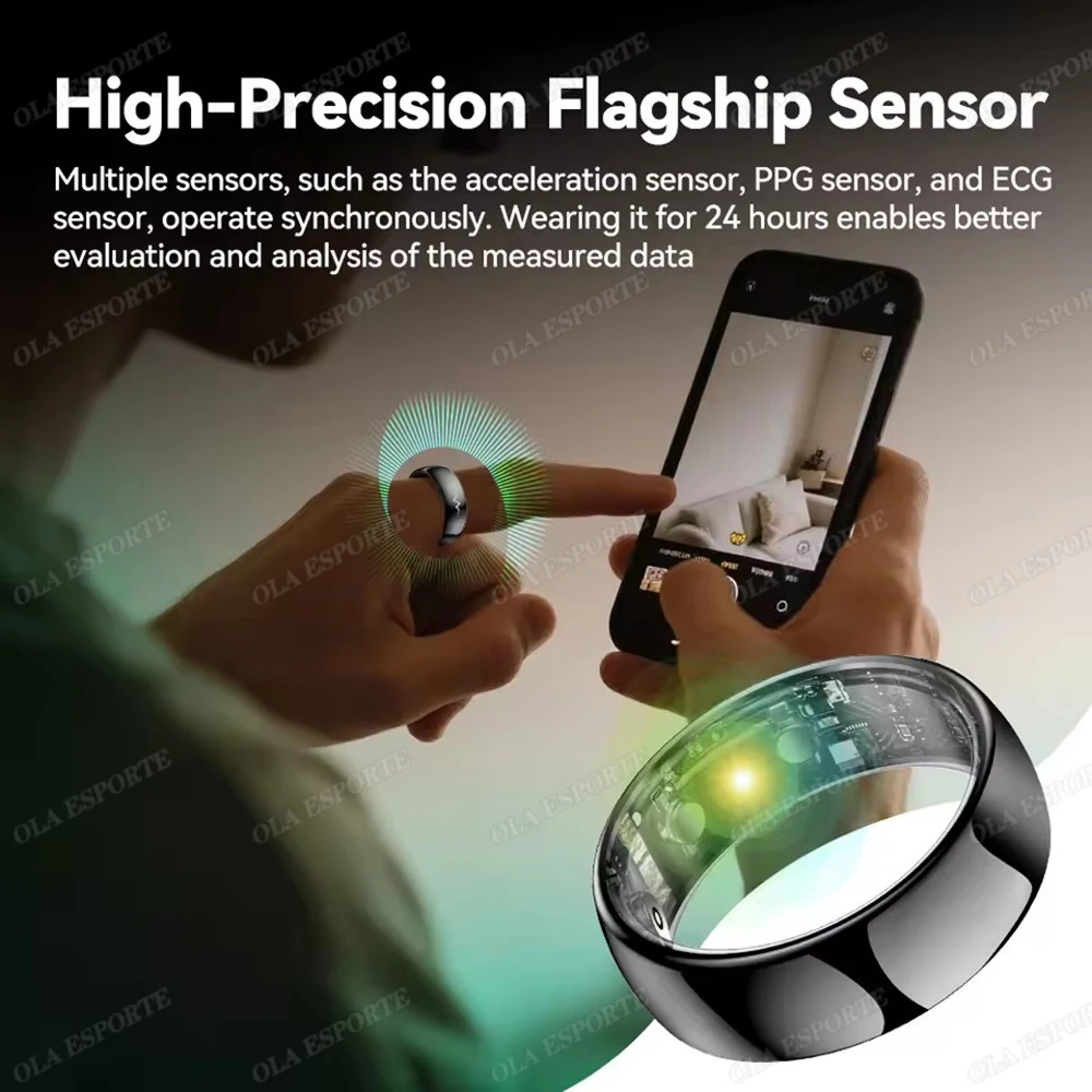 New ECG Monitor Smart Ring 2026 Heart Rate Blood Oxygen Health Monitoring Multi-sport Mode Temperature 3ATM Waterproof Smartring