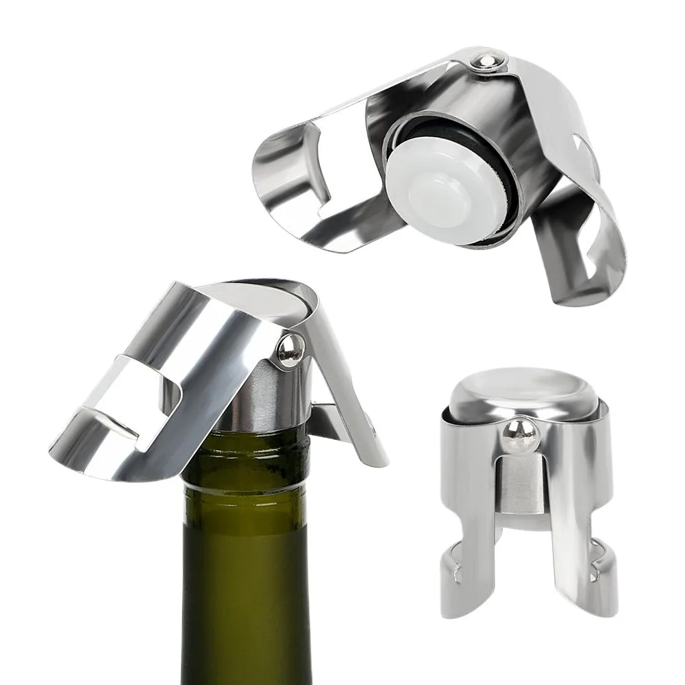 Wine Bottle Stopper Wine Beer Bottle Cork Plug Stainless Steel Champagne Sparkling stopper Bar Tools 1PC Sealing Cap