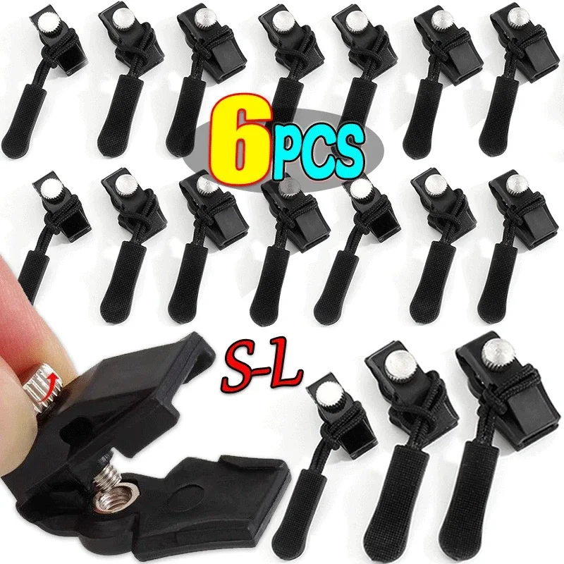 Zipper accessories 1/6pcs universal instant zipper repair replacement sliding teeth rescue head for 3 different size