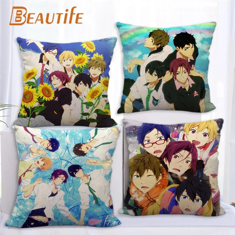 

Custom Free Swim Club Pillowcase Cartoon Wedding Decorative Cotton Linen Pillow Case For Home Pillow Cover 45X45cm One Side