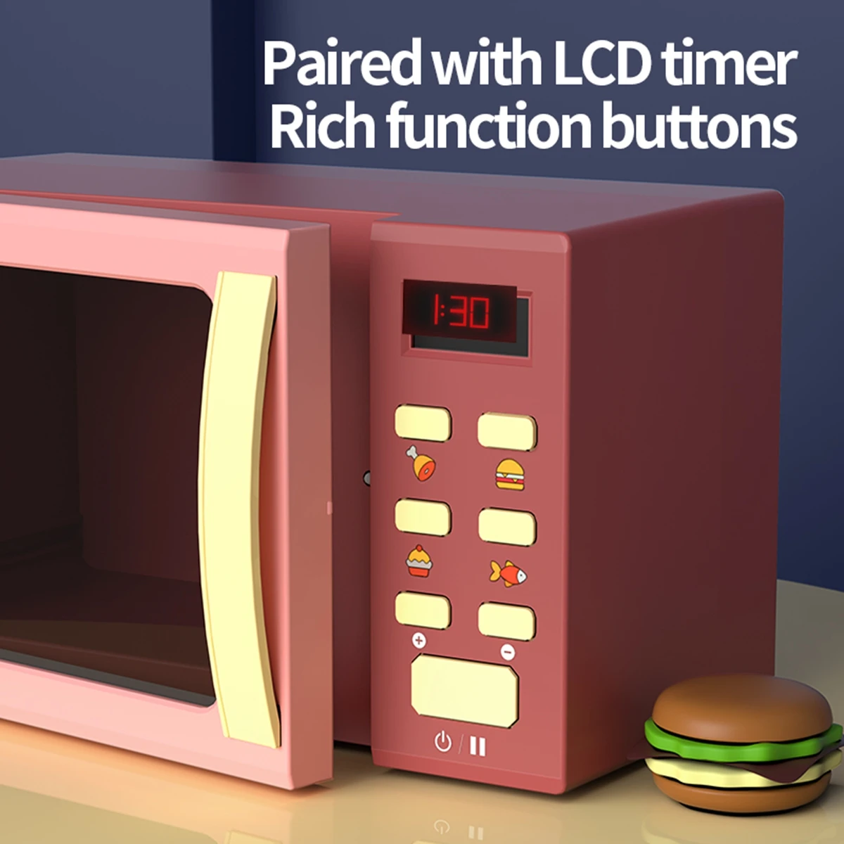 Toy Microwave Oven Playset with Light and Sound Toy kitchen Appliances for Kids Play kitchen accessories and Food for Kids educational toys kitchen toys pretend kitchen toys pretend food toys