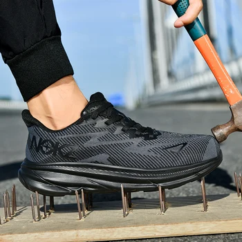 Scarpe antinfortunistiche con bottone rotante Scarpe da ginnastica da uomo con punta in acciaio Scarpe da lavoro con cuscino d'aria Stivali antinfortunistici da lavoro a prova di foratura protettivi