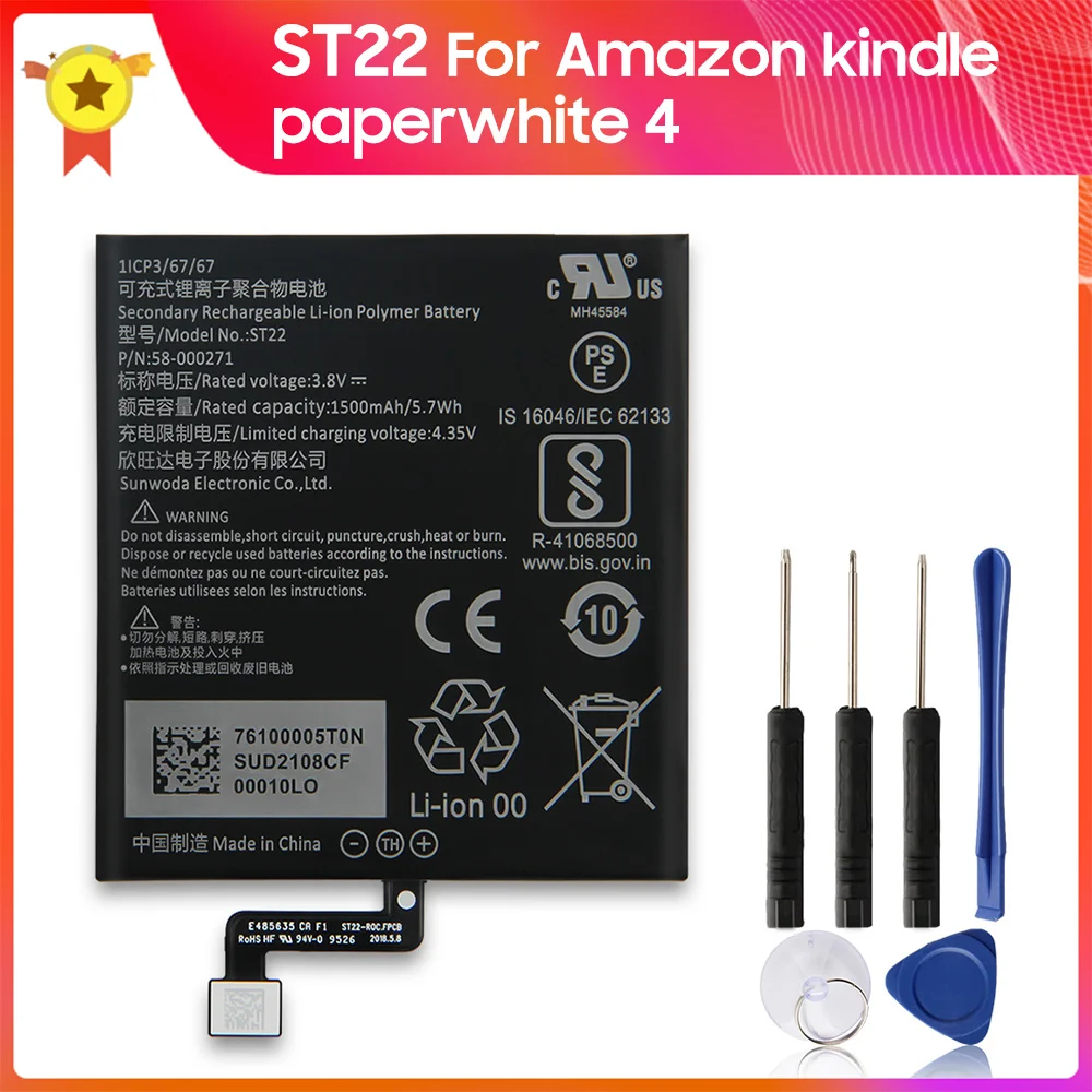 

Phone Replacement Battery ST22 For Amazon kindle paperwhite 4 58-000246 58-000271 New Battery 1500mAh +tools