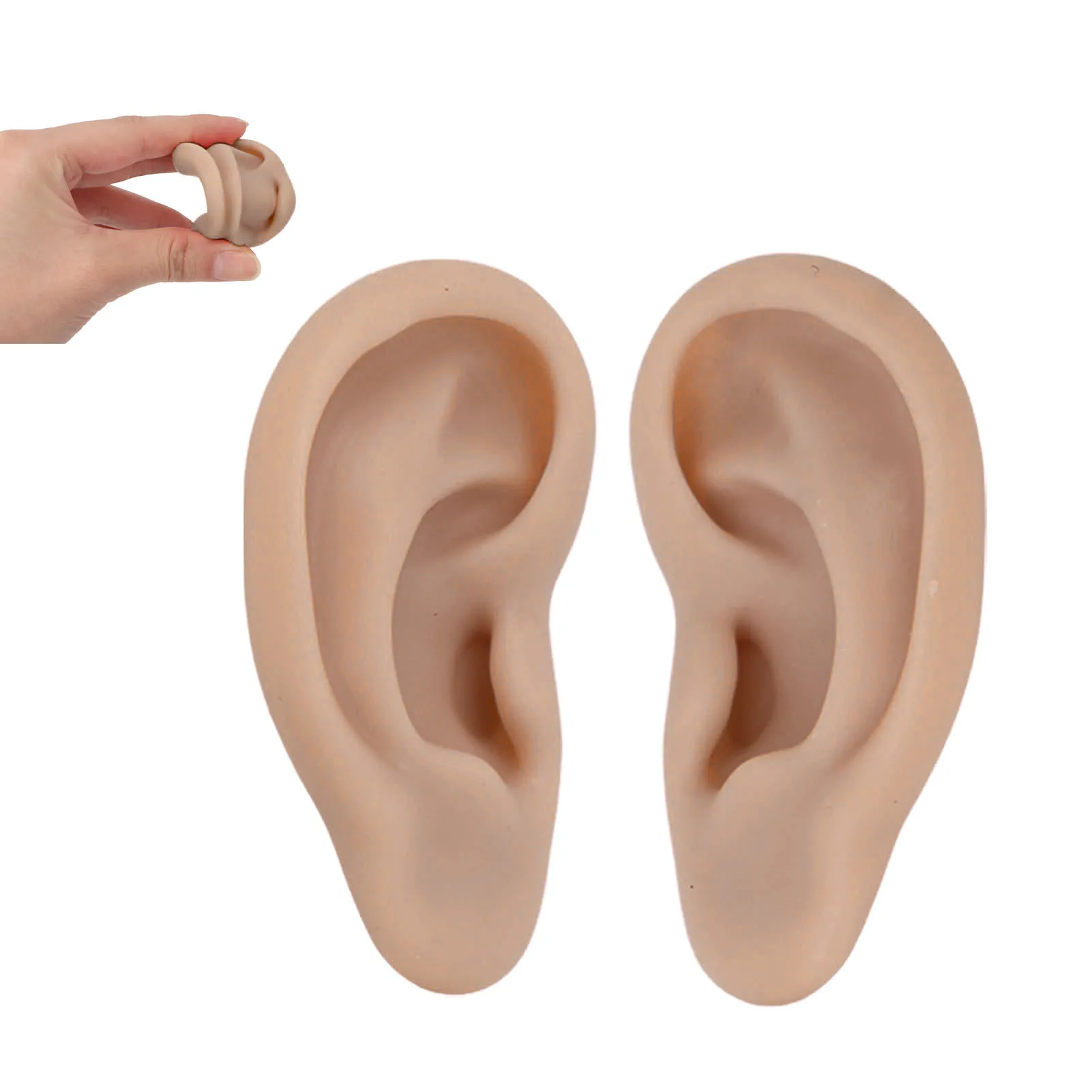 Body Piercing Practice Model 1 Pair Silicone Ear Model Soft Flexible Simulation for Earrings Display Piercing Exercise