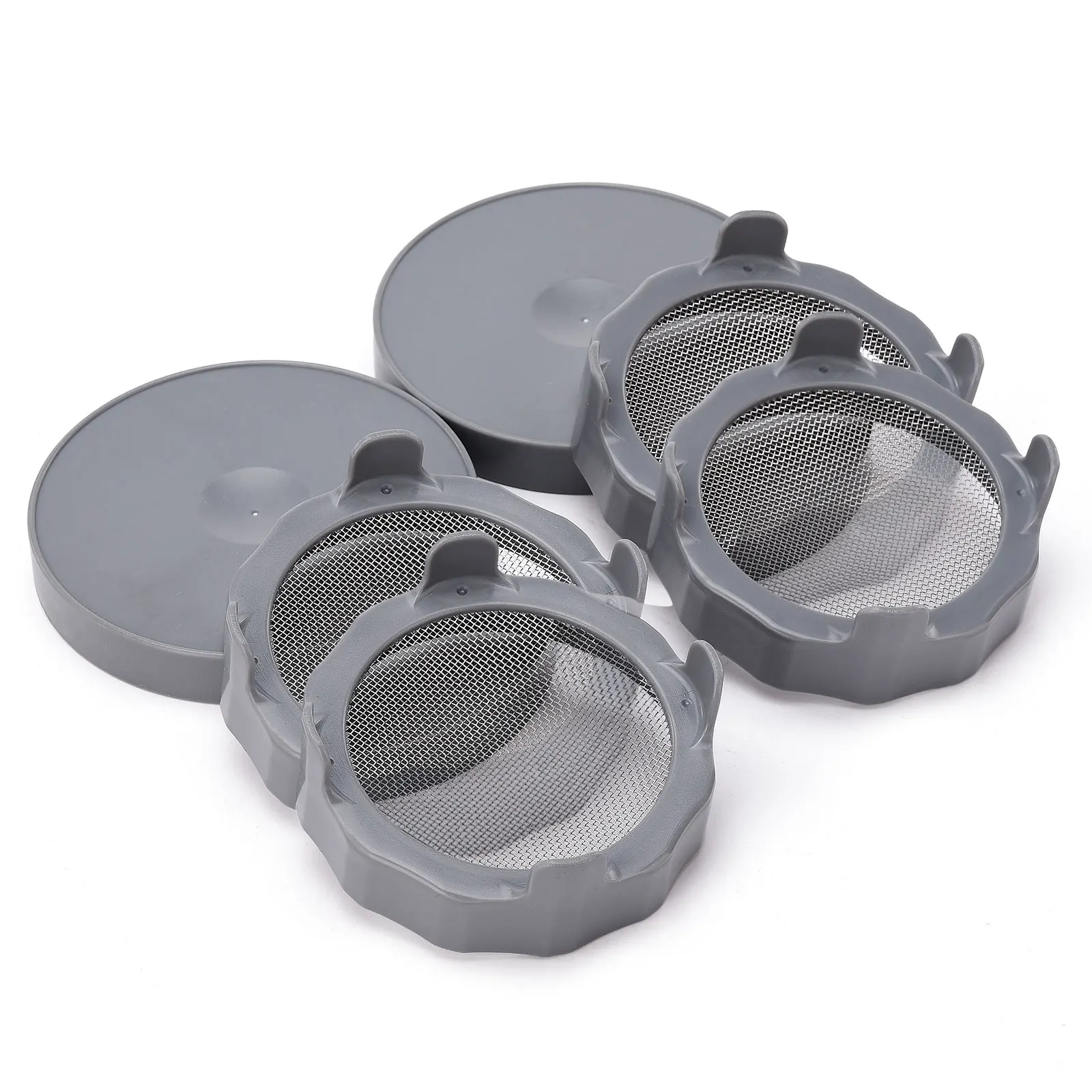 Plastic Sprouting Lid with Stainless Steel Screen Mesh Cover Cap for 86mm Wide Mouth Mason Sprout Jars Germination Strainer