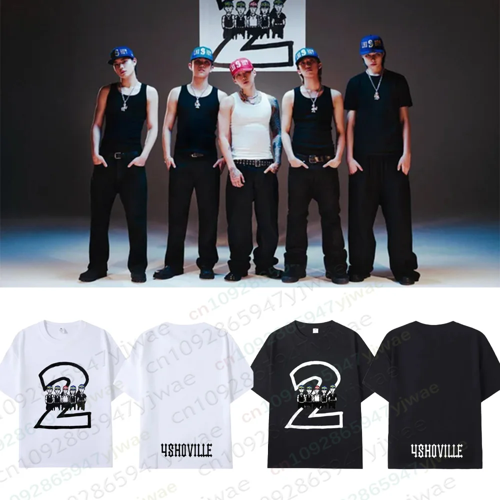 Lngshot 4shoboiz Vol.2: 4shoville Album T-Shirt Kpop Mitglieder Ohyul Ryul Woojin Louis Tee Fan Geschenk Sommer Herren Damen T-Shirts
