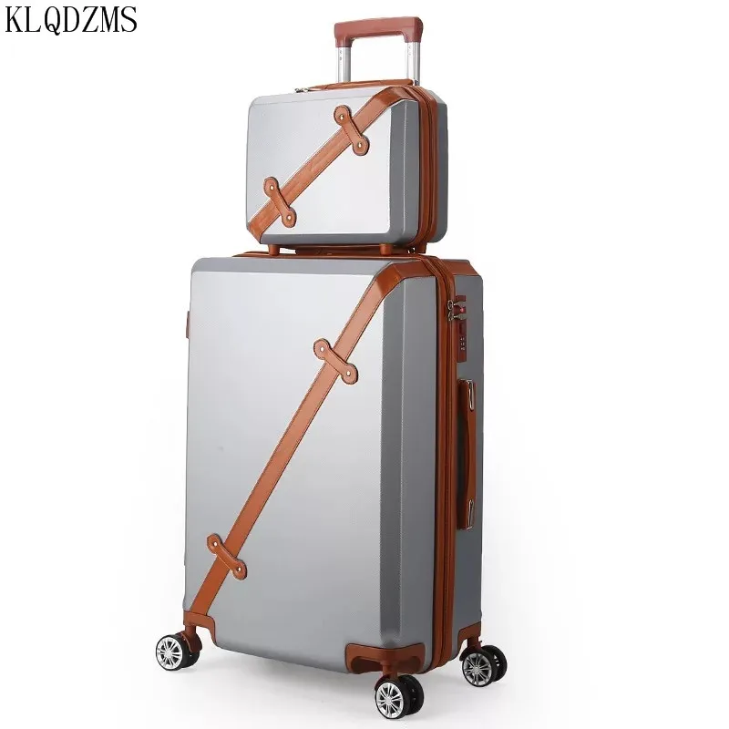 

KLQDZMS 20/22/24/26inch New Boys' Suitcase Fashion ABS Rolling Luggage Rotating Universal Wheel Trolley Bag Girls Handbag Set