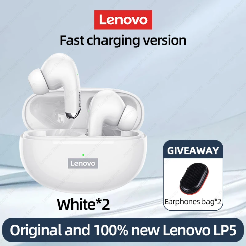 100% Original Lenovo LP5  Wireless Bluetooth Earbuds HiFi Music Earphone With Mic Headphones Sports Waterproof Headset 2021New 