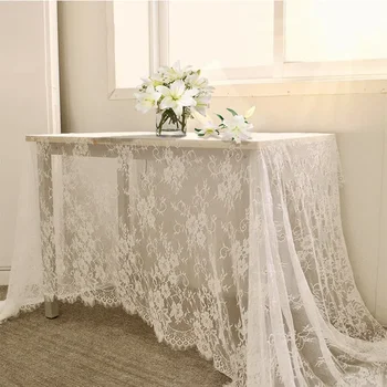 Nappe rustique en dentelle blanche pour mariage, Vintage, brodée, pour Table de réception, décor Boho, fête, saint-valentin 1
