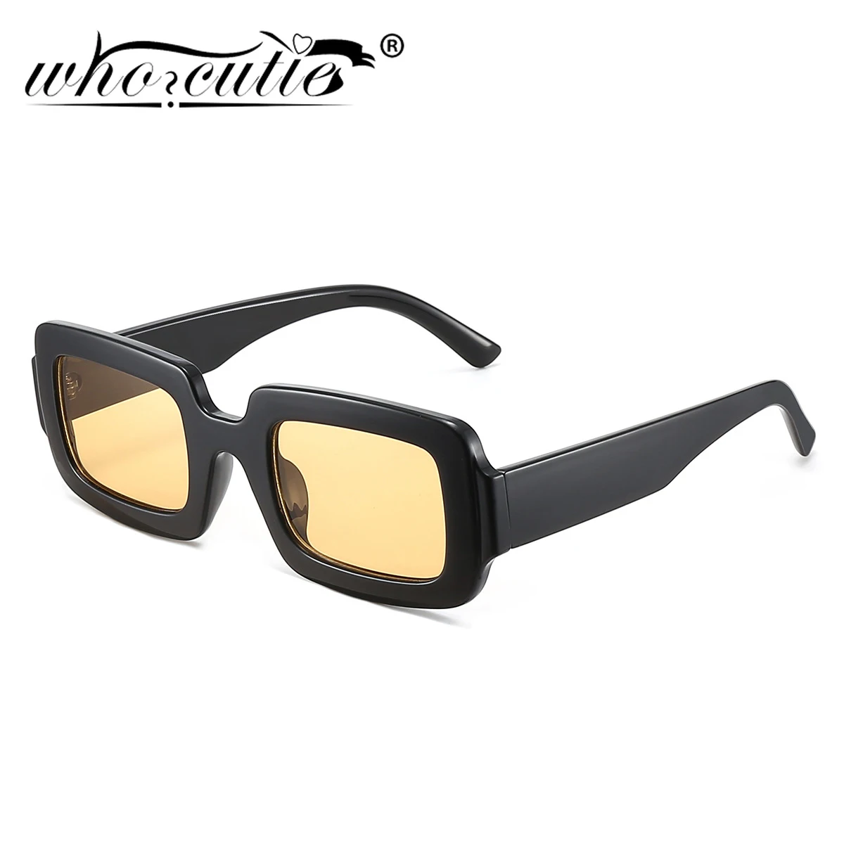 

Vintage Tortoiseshell Rectangle Sunglasses 2022 Brand Decor Yellow Lens Fashion Women Men Sun Glasses Shade Eyewear Female UV400