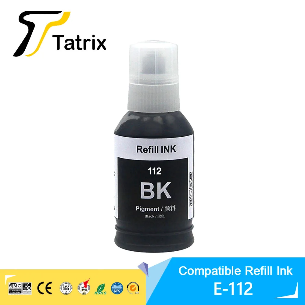 Tatrix Refill Ink For Epeon 112 T112 Refill ink for Epson Ecotank L6550/6570/ L6580/L11160/ L15150/L15160/M15140 Printer dye ink kit ink refill kit dye ink refill inkjet printer ink ink cartridge refill kit ink refill