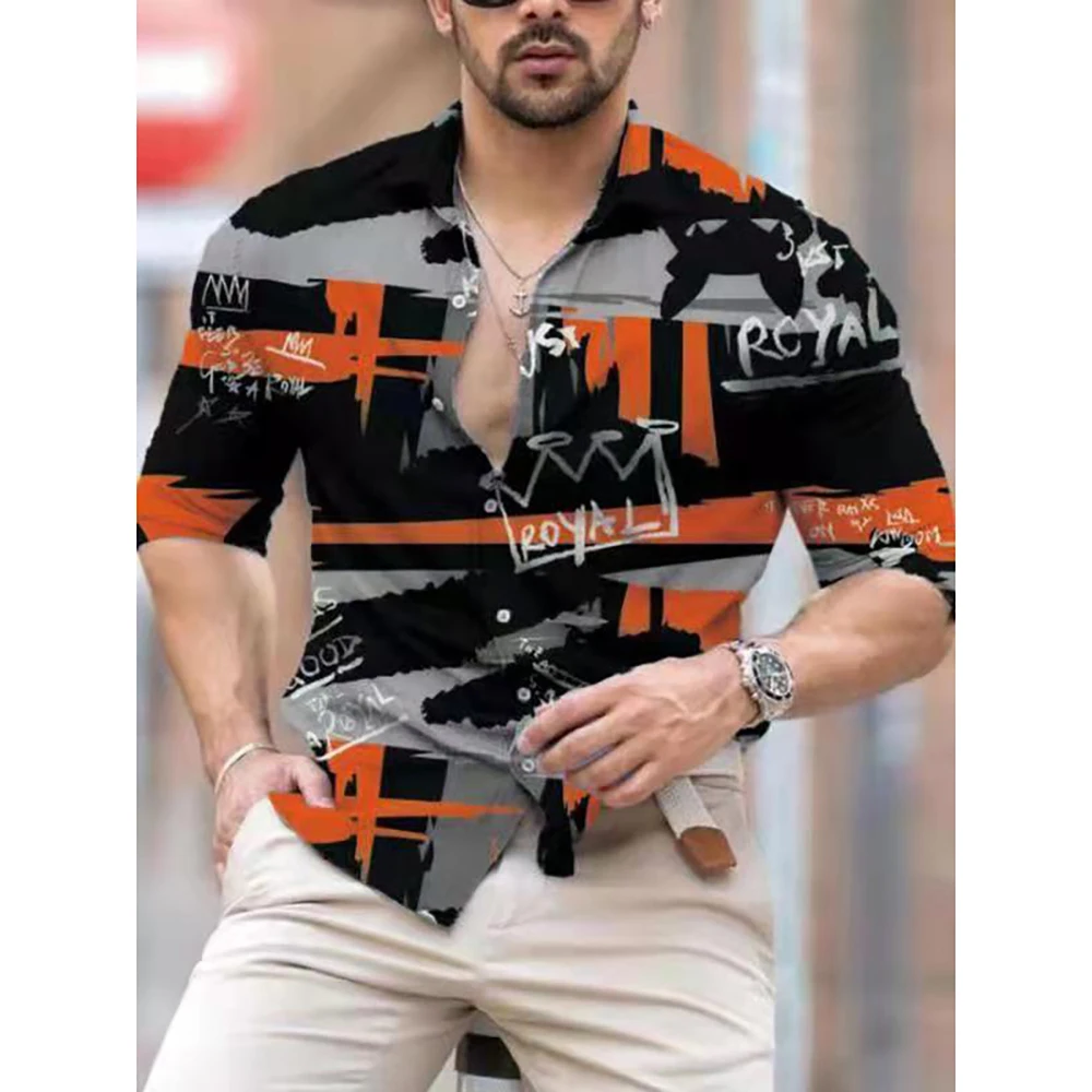 Stripe Geometry Patterns 3D All Over Printed Hawaiian Casual Button Up Dress Shirts Full Sleeve Office Streetwear Men Clothing
