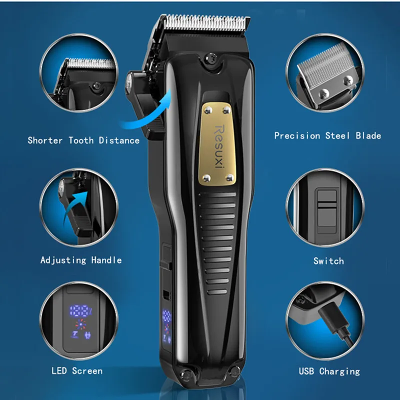 2000mah Electric Hair Clipper Professional Trimmer Household Salon Beard For Men Rechargeable Retro Barbershop Haircut Machine 2