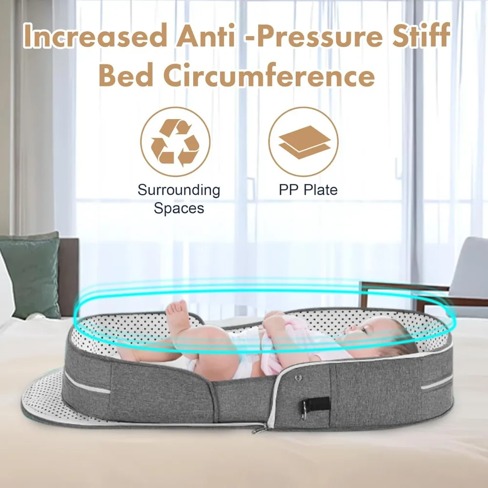 Baby Travel Bassinet Portable Bassinets - Foldable Baby Co-Sleeping Bed Lightweight Travel Pod Infant Travel Bed 2